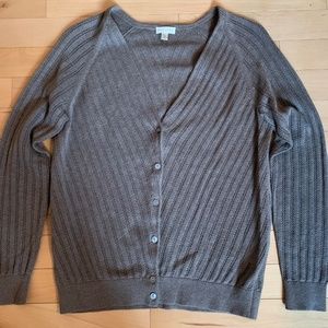Garnet Hill Open Stitch V Neck Cardigan Size S